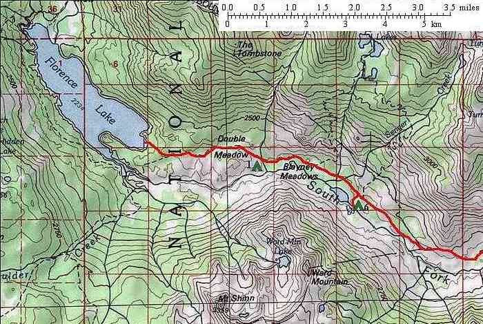 Map Showing Seventh Day of Trip Route